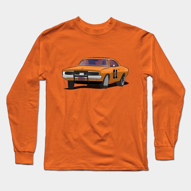 General Lee 01 car Long Sleeve T-Shirt by ArielAutoArt